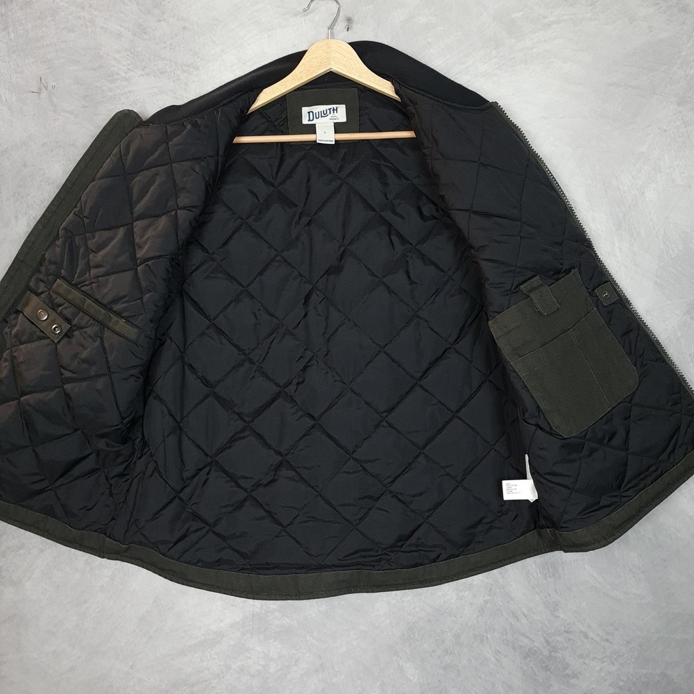 Duluth Trading Vest Mens Large Green Canvas Quilted Superior Fire Hose - Picture 8 of 16